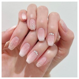 SEMTIM Nail Tips, 24 Pieces, Medium, Short False Nails, Short Nail Tips, Medium Long, Popular, Japanese Style, Cute, Simple, Stylish, Adult Ceremonies, School Entrance Ceremonies, Graduation Ceremonies, Nail Tips (JP2146)