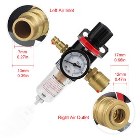 SWAWIS Pressure Regulator Compressed Air 1/4 Inch Water Separator Compressor Pressure Regulator Compressor with Water Separator Quick Couplings for Compressor Filter
