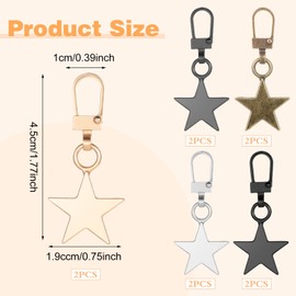 oruola 10 Pcs Zipper Pull Charm,Star Zipper Pull Charm, Metal Replacement Zipper Pull for Luggage Backpacks Purses Jackets Handbags Keychain,DIY Crafts Jewellery Making, 5 Colors