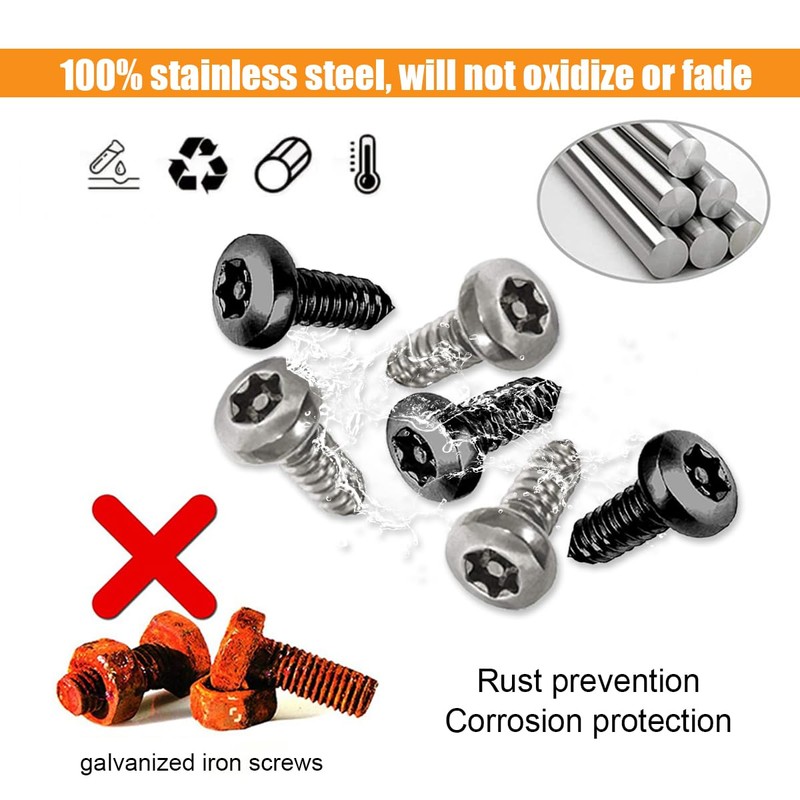 Car License Plate Screws Kit, Anti Theft Stainless Steel Car