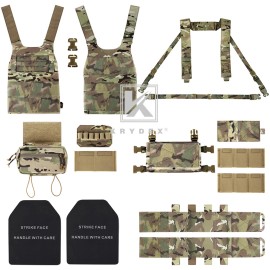 KRYDEX 2 in 1 Tactical Vest Low Vis Slick Plate Carrier & MK3 Chest Rig Placard - MC