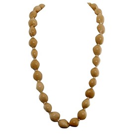 Hawaiian Lei Necklace of Blonde Kukui Nuts