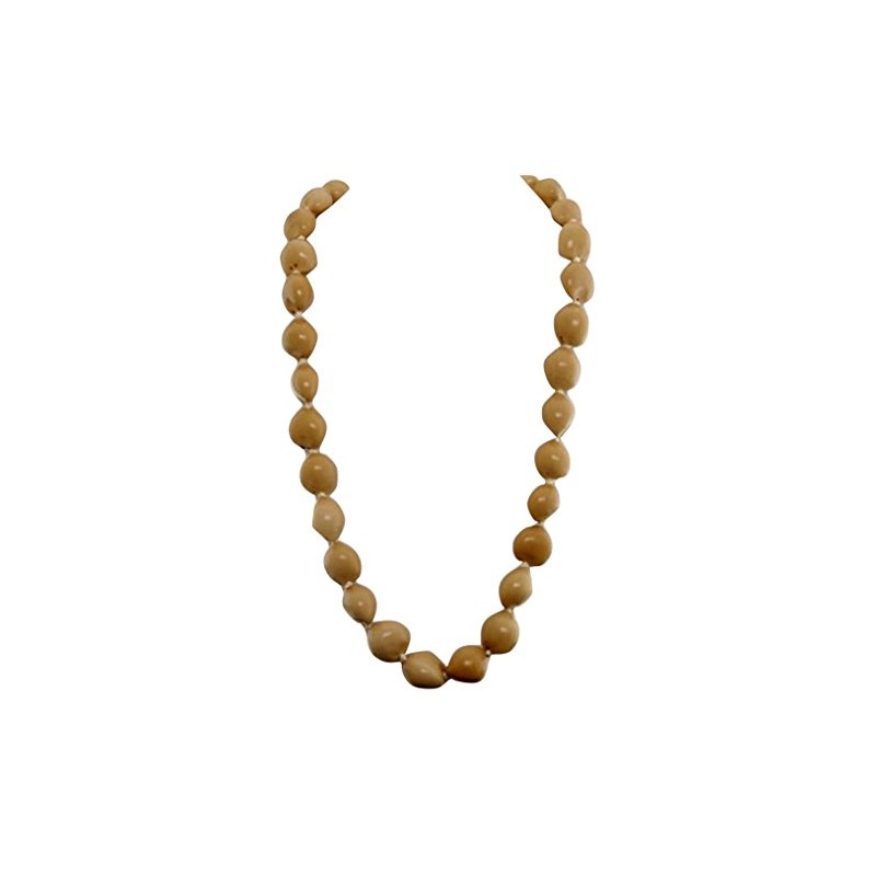 Hawaiian Lei Necklace of Blonde Kukui Nuts