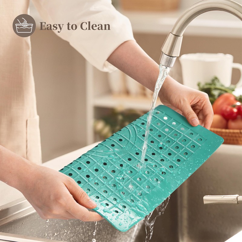 WILLKOMMEN Kitchen Sink Mat, 12" x 10" Rectangular Sink Protector