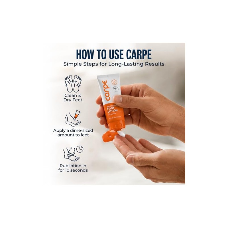 Carpe Antiperspirant Foot Lotion (Prevent Sweaty Feet, Block Sole Sweat)