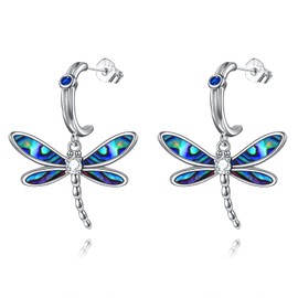 YFN Dragonfly Earrings for Women Sterling Silver Mother Daughter Leverback Abalone Shell Earrings Dragonfly Jewellery Gifts Birthday