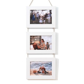Gmllary 4x6 Wall Hanging Picture Frames,White 3 Opening Collage Photo Frames.