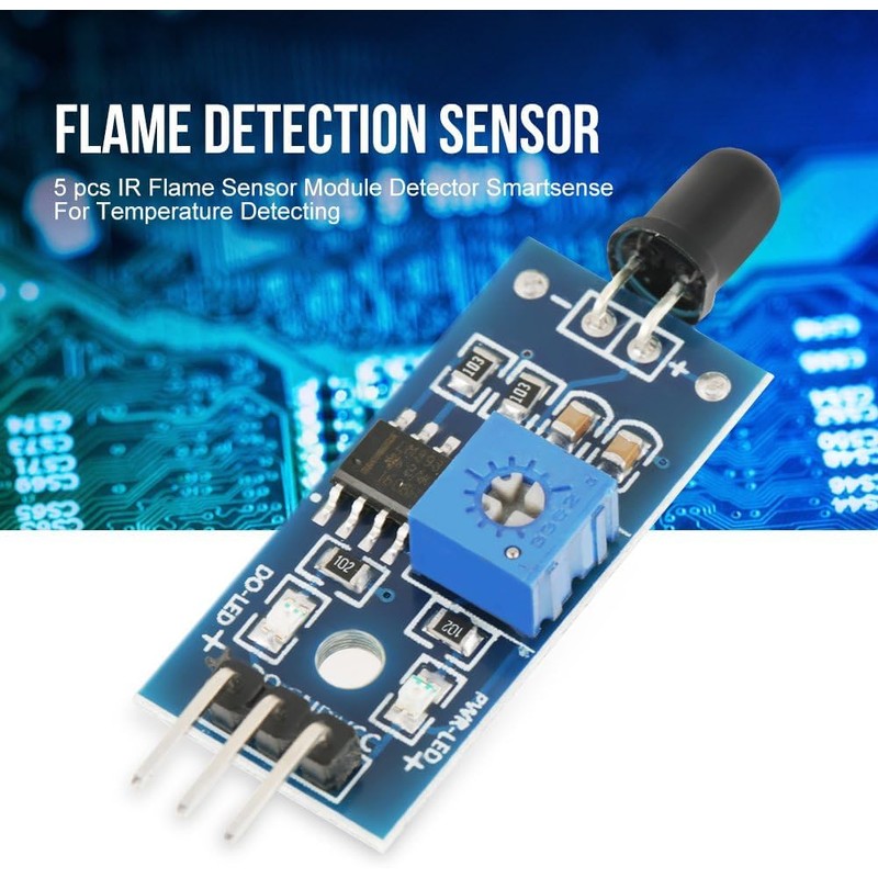 Electrones 5 Pcs IR Flame Sensor Module Detector 4 Pin