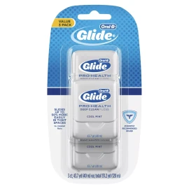 Oral-B Glide 3-PACK PRO-HEALTH DEEP CLEAN DENTAL FLOSS | COOL MINT | Wax Coating
