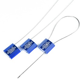 LeadSeals 100 Blue Steel Cable Seals with Barcode - High Security Numbered Truck Seals - Anti-Tamper Pull Tite Self-Locking Safety Ties - ISO 17712
