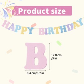 Happy Birthday Garland, 14-Piece Colourful Happy Birthday Banner Set, Colourful Macaron Decoration with 5 m String for Birthday Parties of Children and Adults, Perfect Party Decoration for Any