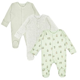 Baby Sleepsuits 3 Pack Girl Boy Green Fruit Baby Grow (Green, 6-9 Months)