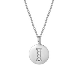 AGVANA Initial Necklace, 925 Sterling Silver Letter Necklace with White Gold Cubic Zirconia Alphabet Pendant Gifts Jewellery for Women Girls,Chain Length: 16" + 2"