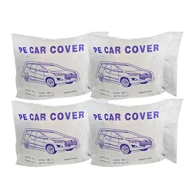 Zieichy 4Packs Disposable Car Cover ，Clear Plastic Car Cover，Temporary Universal Rain Dust Garagefor SUV Sedan Mini Van (16 ft x 24.5ft)