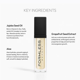 Formless Beauty | Bliss Lip Gloss | Transparent Nude Infused with Gold Shimmer | Vegan Hydrating Formula | Non-Sticky Aloe & Jojoba Infused | Paraben & Cruelty Free | Natural Lip Enhancer