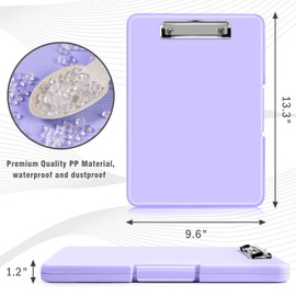 ANZNKU Storage Clipboard Heavy Duty, Clipboard with Storage 13.3x9.6 inches, Side Opening Plastic Clipboard, Nursing Clipboard Foldable, Letter Size Smooth Writing for Work, Study(Light Purple)