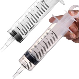 2 Pack Large Syringes, Large Plastic Garden Industrial Syringes for Scientific Labs, Measuring, Watering, Refilling, Filtration Multiple Uses (100 ML)