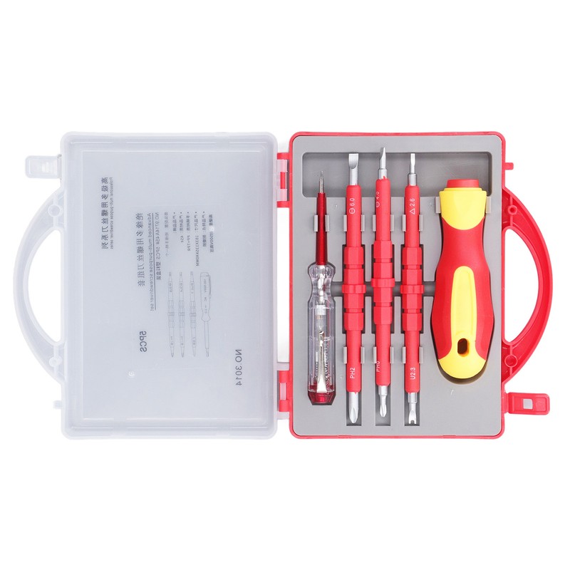 5Pcs Insulated Electrician Screwdriver Set 500V Professional Heavy Duty Cross