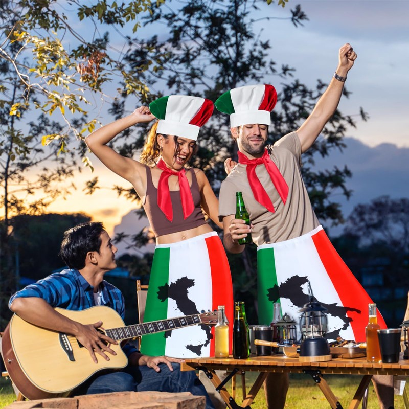 Kyson Italian Flag Chef Costume Italian Waist Apron and Mushroom