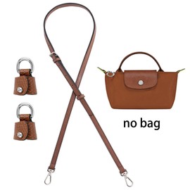 KIYOMIL Bag Leather Strap Replacement Crossbody Shoulder Straps for Le Pliage MINI Pouch, No Damage Conversion Kits Accessories With Silver Buckles cognac (MINI-Brown-Silver hardware)
