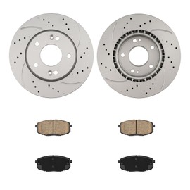 Drilled and Slotted Front Brake Kit Rotors Ceramic Brake Pads for Kia 2010-2013 Forte 2.0L, Kia 2010-2013 Forte Koup 2.0L(11.02”, 280mm)