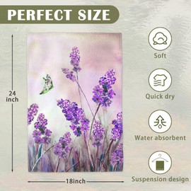 YESPOAK Kitchen Towels Set of 2, 18x 24 Inch Lavender Butterfly Bathroom Towel Soft Absorbent Kitchen Hotel Spa Gym Towel Thanksgiving Decor Gifts