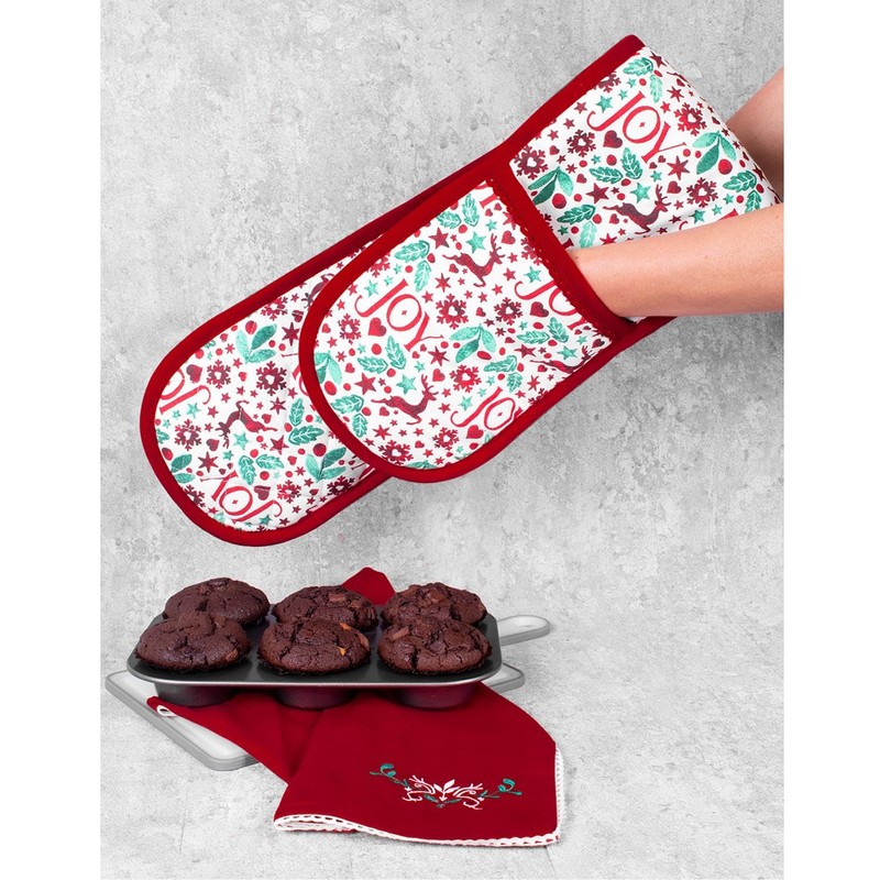 Christmas Joy 18 x 88cm Christmas Joy Double Oven Glove