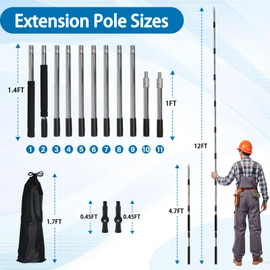 Greeily Paint Extension Pole, 3-12ft Paint Roller Extension Pole Multi-Purpose Splicing Sturdy Stainless Steel Extension Pole for Painting Dusting and Window Cleaning