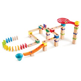 Hape Marble Run Race Track | Wooden DIY Marble Run Set with Dominoes, STEAM Educational Learning Toy, 81 Pieces, for Kids 3 Years+
