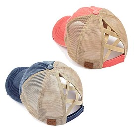Ponycap Bundle: Criss Cross Navy & Coral (2 Pack)