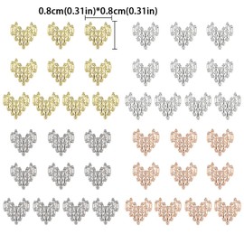 40 Pcs Heart Nail Charms Y2K Alloy Metal Hearts Charms For Nails Design 3D Love Heart Nail Charm Cute Heart Nails Charms Heart Nail Jewels For Nail Art Charms Nail Decor Nail Supplies Nail Accessories