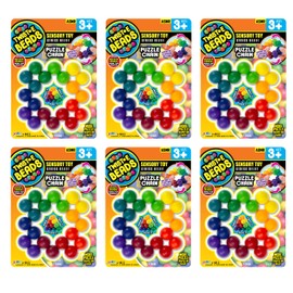 JA-RU Twist-E Beads Fidget Toy (6 Toys) Kids Rainbow Beads Puzzle Games. Stress Relief Anger Management Toys. Autism Sensory Products & Play Therapy Toys for Counselors. 4813-6s