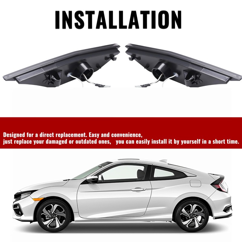 HECASA Pair LED Front Side Marker Light Compatible with 2016-2021