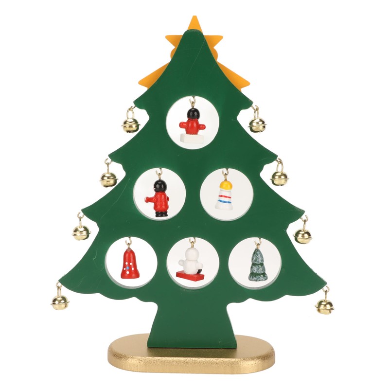 Wooden Christmas Tree Desktop Ornament Shatterproof Safe Eco Friendly Wooden
