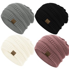 Durio Knitted Hat Women's Hat for Women Winter Hat Beanie Hat Chunky Knit Hat Soft, 4pcs a