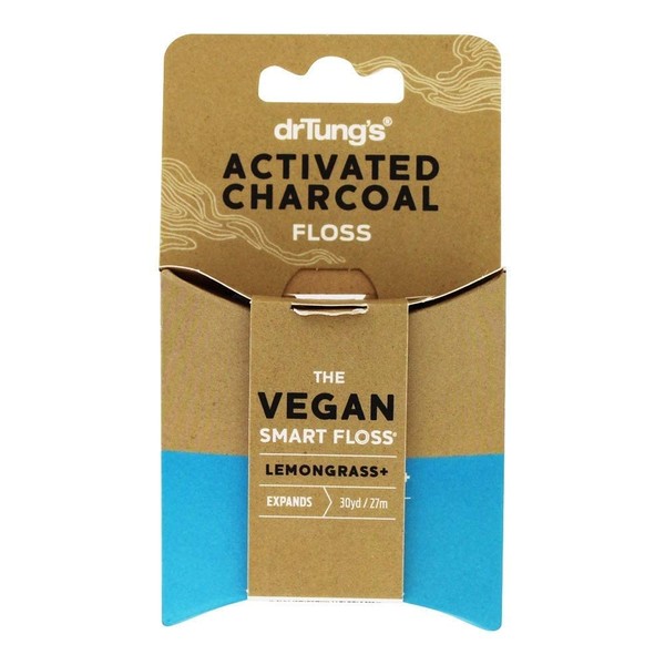 DrTung's Vegan Activated Charcoal Floss, Natural Lemongrass Flavor Dental Floss 2 Pack