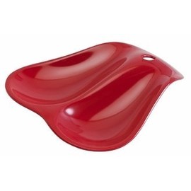 Hutzler Twin Double Melamine Spoon Rest - Sleek Design Holds 2 Large Spoons, Red
