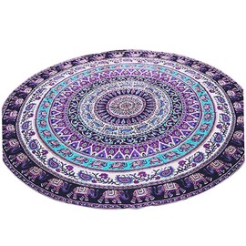 CAXUSD Mandala Round Beach Blanket Microfiber Picnic Blanket Soft Towel for Couples Random Color