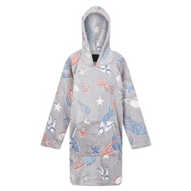 Ex UK Store Boys Oversized Snuggle Hoodie Glow In The Dark Fleece One Size Wearable Blanket - Space Rockets