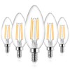 Ascher E12 Candelabra LED Light Bulbs 60 Watt Equivalent, Warm