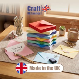 Craft UK, 150 70x110cm Envelopes for Card Making, Invitations, and More, 80gsm, Made in the UK, Lasting Quality, Brights & Pastels (15 x 10 Assorted Colours)
