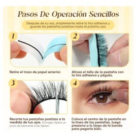 2 Pares Pestañas Sin Pegamento, 7 Tiras Adhesivas Integradas                                                                                          