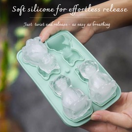 2-Pack Silicone Cat Ice Cube Trays with Free Stainless Steel Tongs – 4 Identical Cat Molds Per Tray (cat)