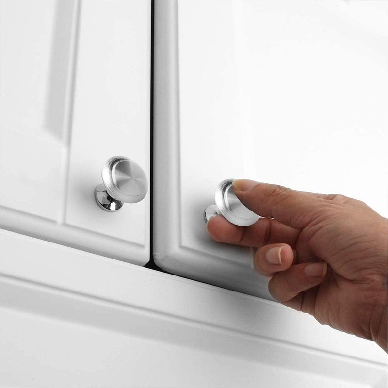 YSDMY 12 Pcs Silver Round Cabinet Door Knobs,30mm Cupboard Handle,Drawer