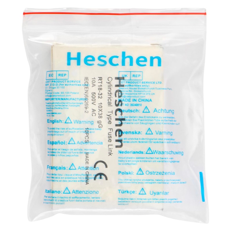Heschen RT18-32 (RO15) Cylindrical Ceramic Tube Fuse Links 10 *