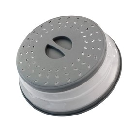 Small Collapsible Microwave Splatter Cover, Microwave Plate Cover With Steam Vent，BPA-Free Silicone & Plastic (gray, 8.5IN)