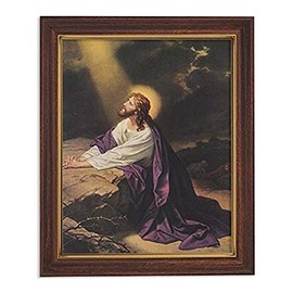 Gerffert Collection Christ in Gethsemane Garden Framed Portrait Print, 13 Inch (Wood Tone Finish Frame)