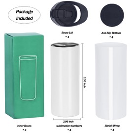 4 Pack Kid Sublimation Sports Water Bottle Blanks, 15 Oz Sublimation Tumblers Bulk Leak Proof Stainless Steel Bottles Flask with Portable Handle, Individually Boxed