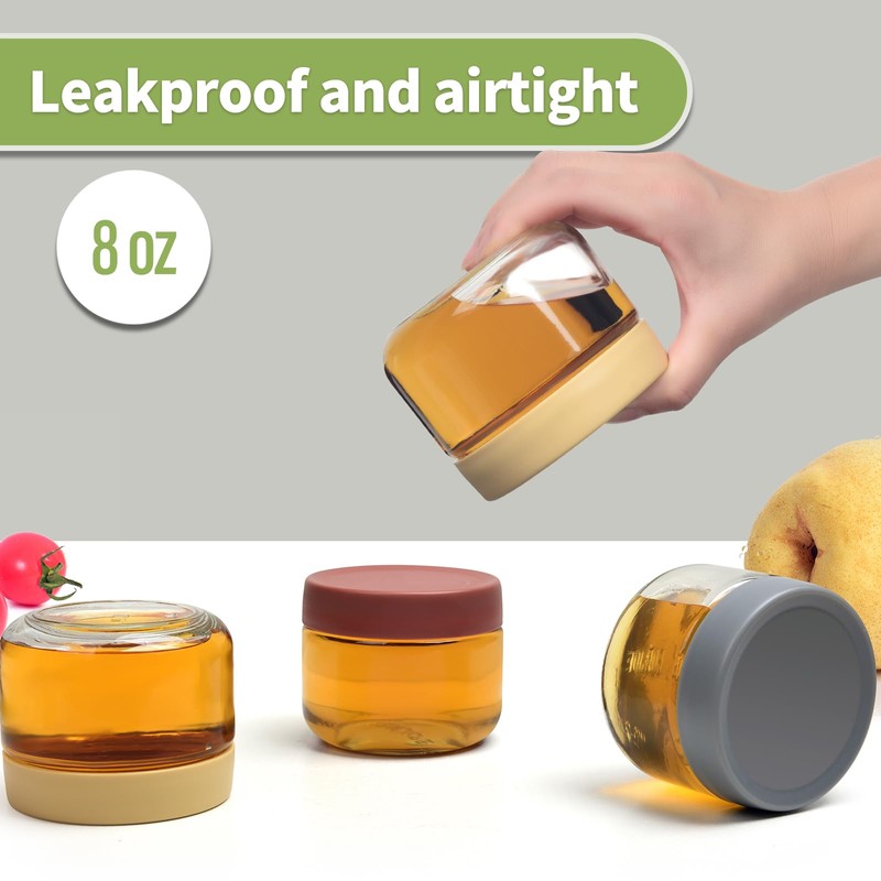 EONJOE 8oz Glass Jars with Lids 1 Cup Small Food