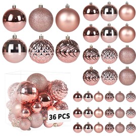 Annecy Christmas Tree Ornaments - 36 PCS Shatterproof Christmas Ball Ornaments Set for Christmas, Holiday, Wreath & Party Decorations (Multi-Size, Rose Gold)
